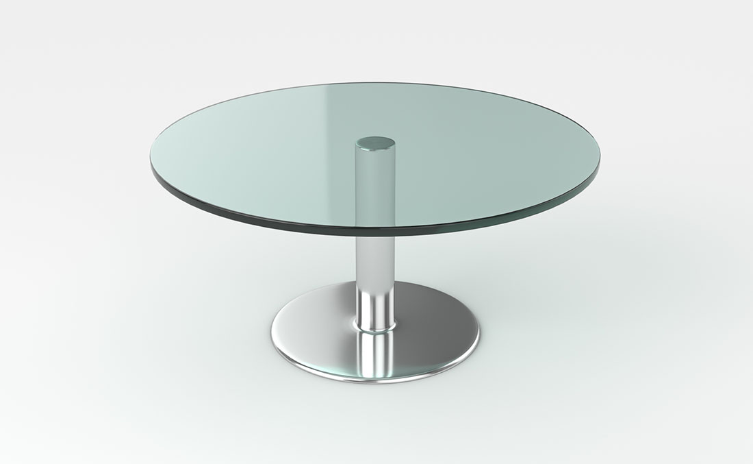Rentals Tables Glass and Chrome Round Coffee Table